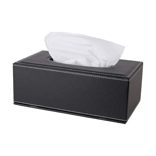 High-end Fashion PU Leather Tissue Box Holder / Black