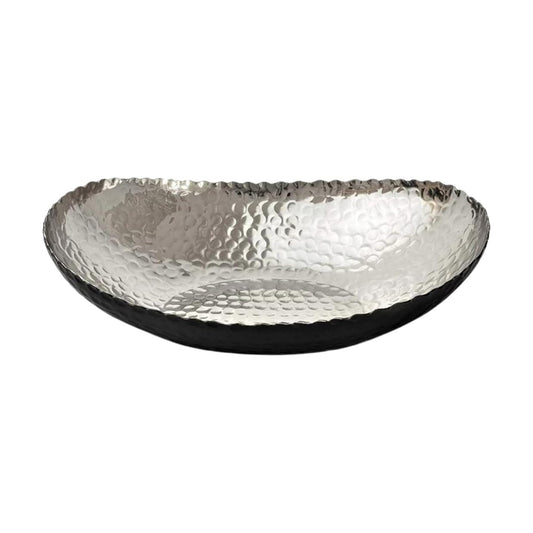 12.75- Black and Nickel Plated Hand Hammered Key Bowls / 12.75 x 8.75 x 3.5 / Black / Nickel