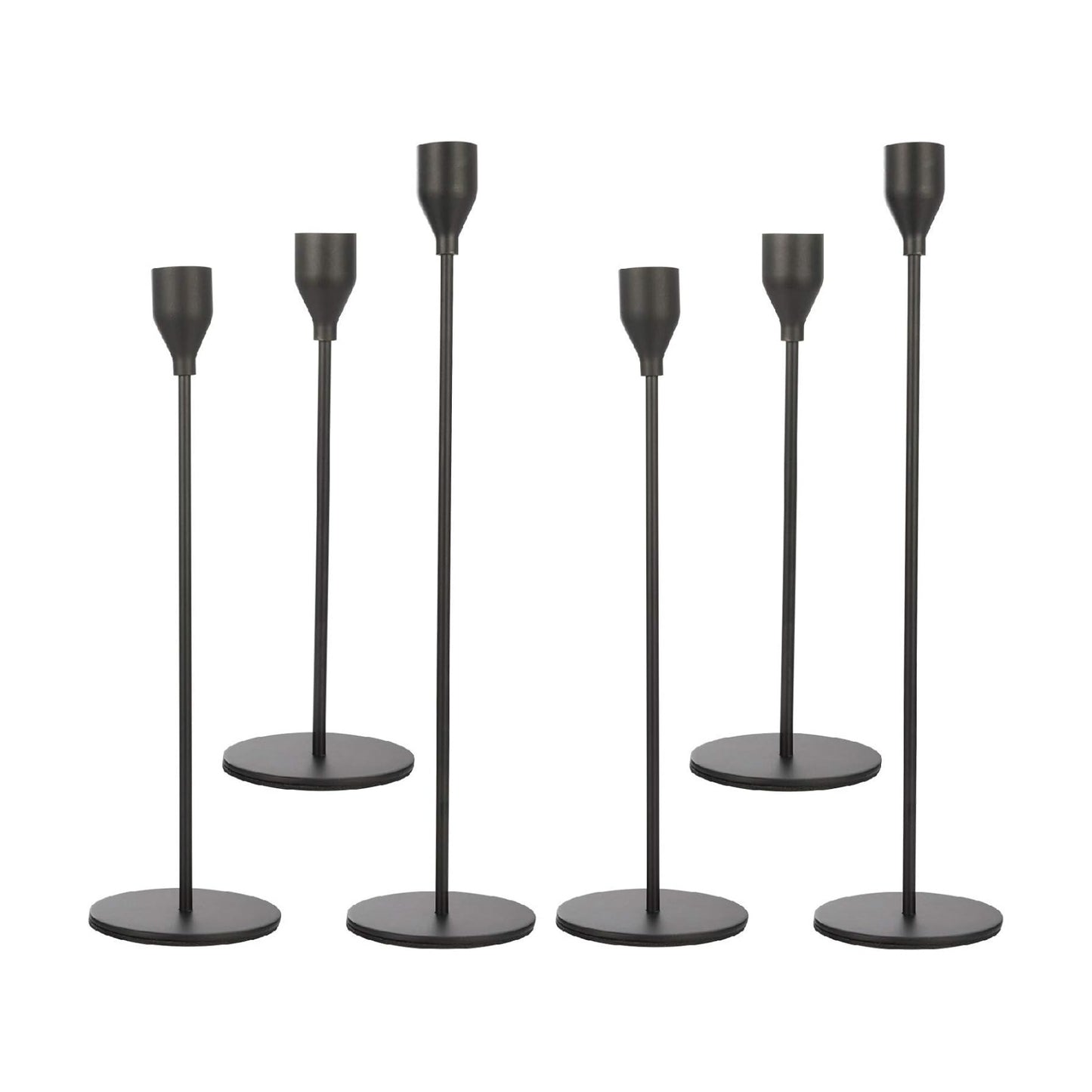 Set of 6 Black Taper Candle Holders Decorative Candlestick Holder for Home Decor, Wedding, Dinning, Party, Anniversary