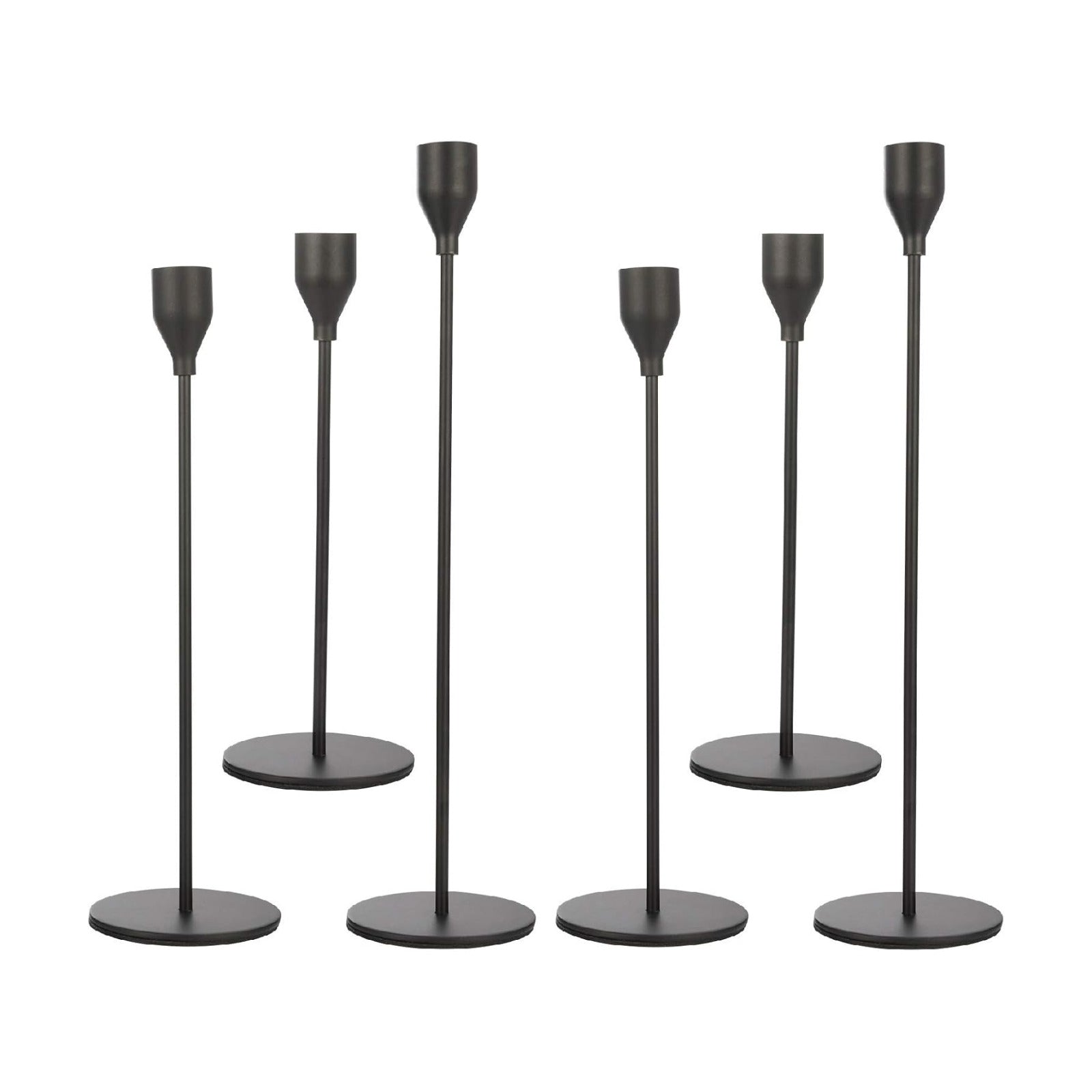 Set of 6 Black Taper Candle Holders Decorative Candlestick Holder for Home Decor, Wedding, Dinning, Party, Anniversary