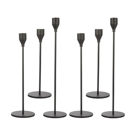 Set of 6 Black Taper Candle Holders Decorative Candlestick Holder for Home Decor, Wedding, Dinning, Party, Anniversary