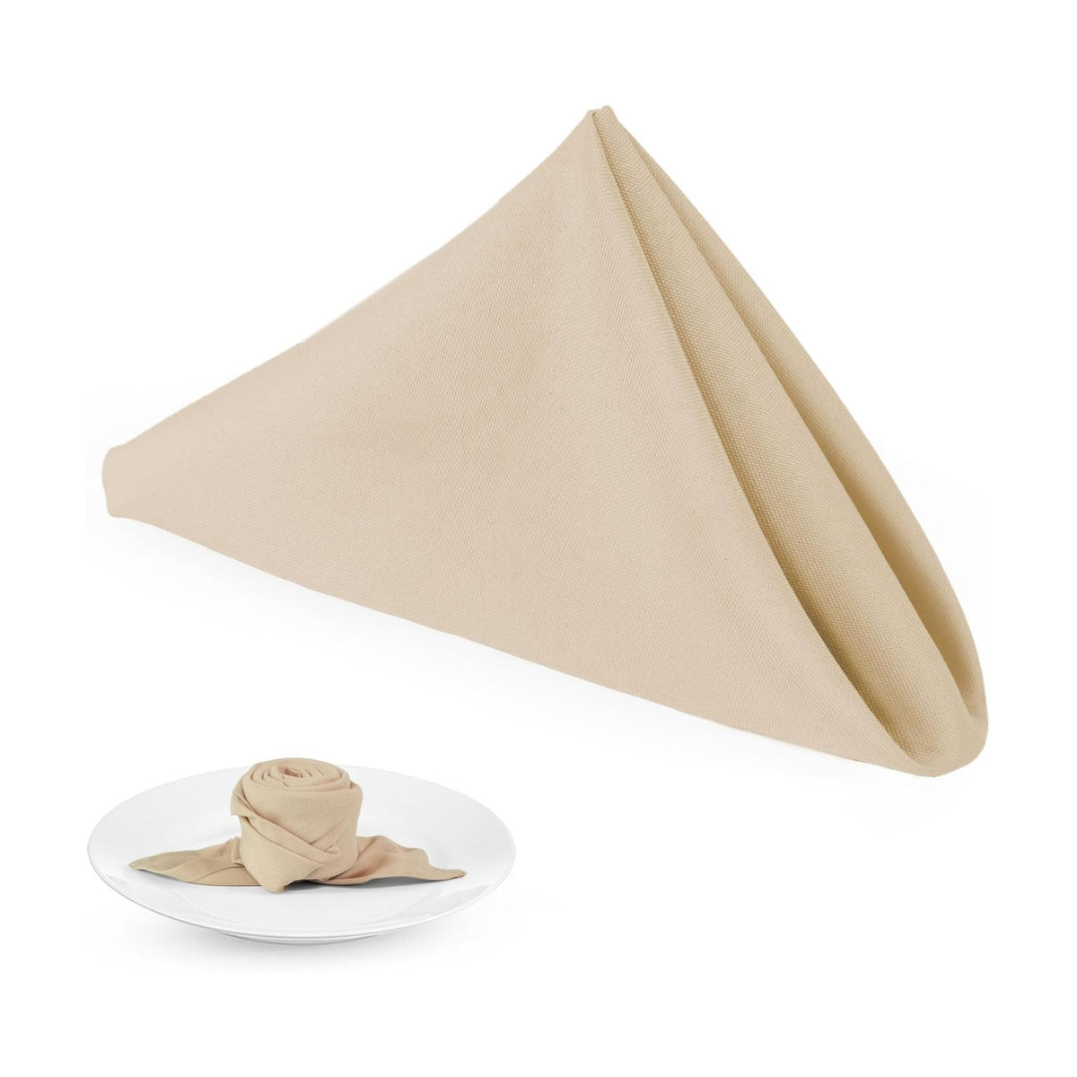 PLOYMONO Beige Cloth Napkins - 8 Pack 17" x 17" Washable Polyester Napkins