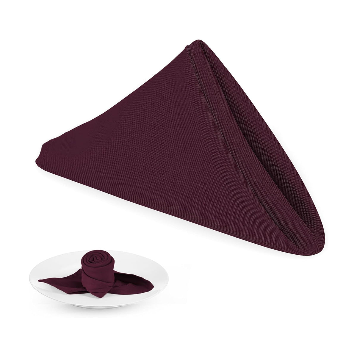 PLOYMONO Burgundy Cloth Napkins - 8 Pack 17" x 17" Polyester Dinner Napkins