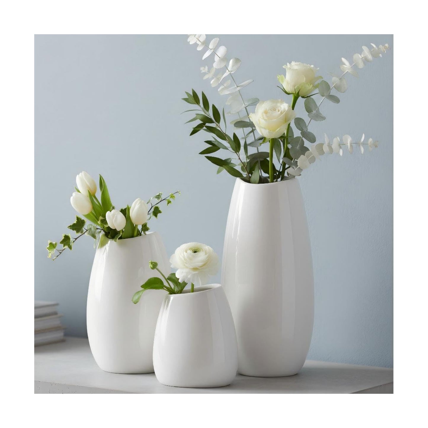 Ceramic Vase Flower Vase / White / Set of 3