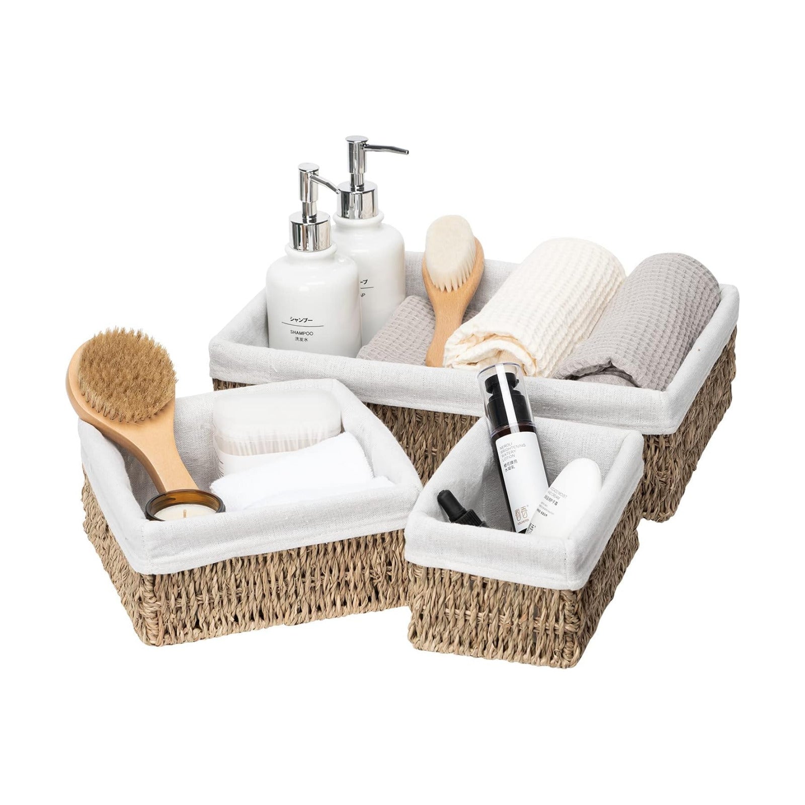 Hand-woven Nesting Wicker Baskets Set / Natural