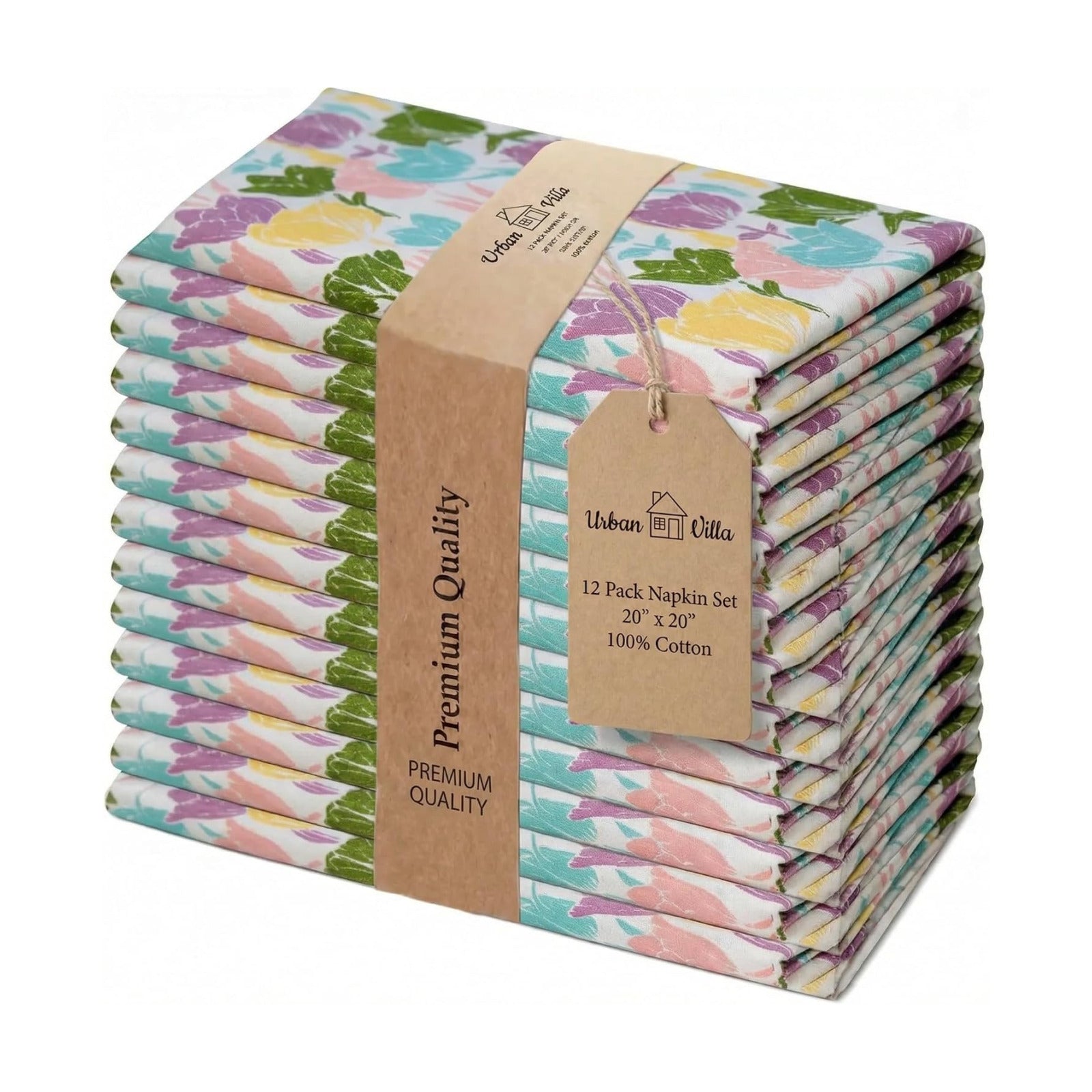 Urban Villa Cloth Napkins Cotton 20x20 (Set of 12) Tulip