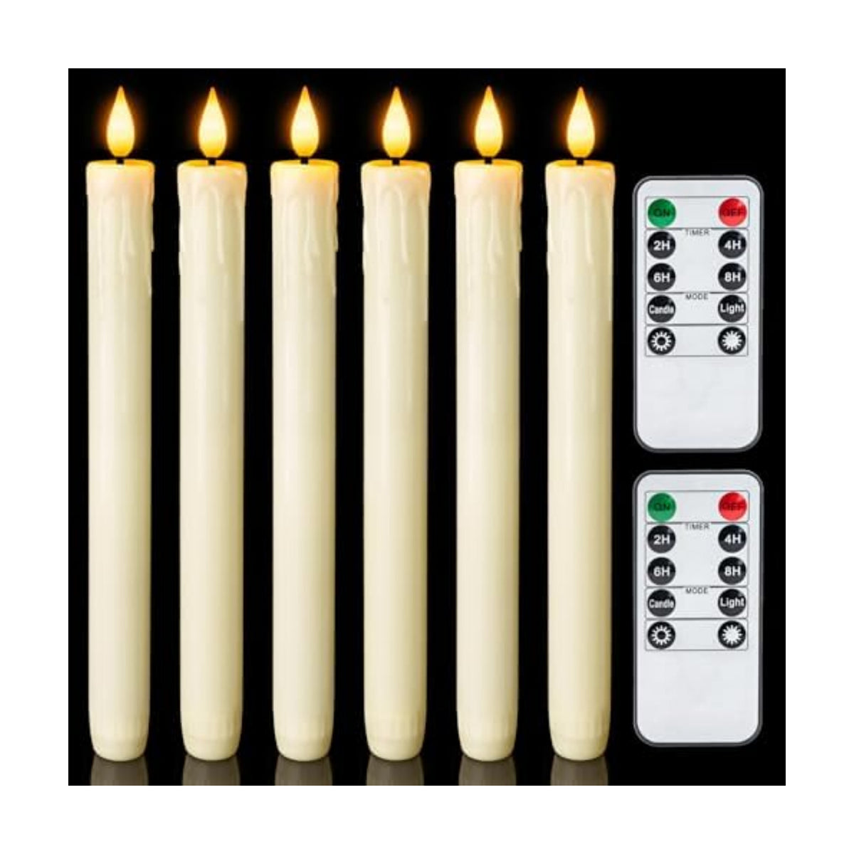 Homemory Real Wax LED Flameless Taper Candles with Remote Timer, 9.6 Inches Ivory Fake Candlesticks, Dripless Battery Operated Window Candle with 3D Flickering Flame for Fireplace Xmas Halloween