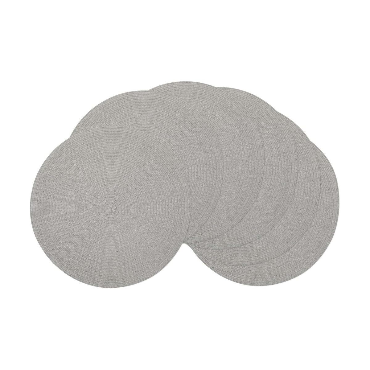 SHACOS Round Braided Placemats Set of 6 Thick Fabric Circle Grey Place Mats Woven Table Mats for Dining Tables 15 inch (Gray, 6)