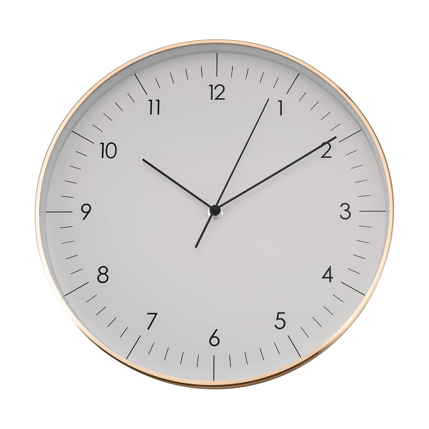Modern Silent Quartz Wall Clock, 12in, White & Gold | Minimalist & Retro, for Living Room, Bedroom, Kitchen, Foyer