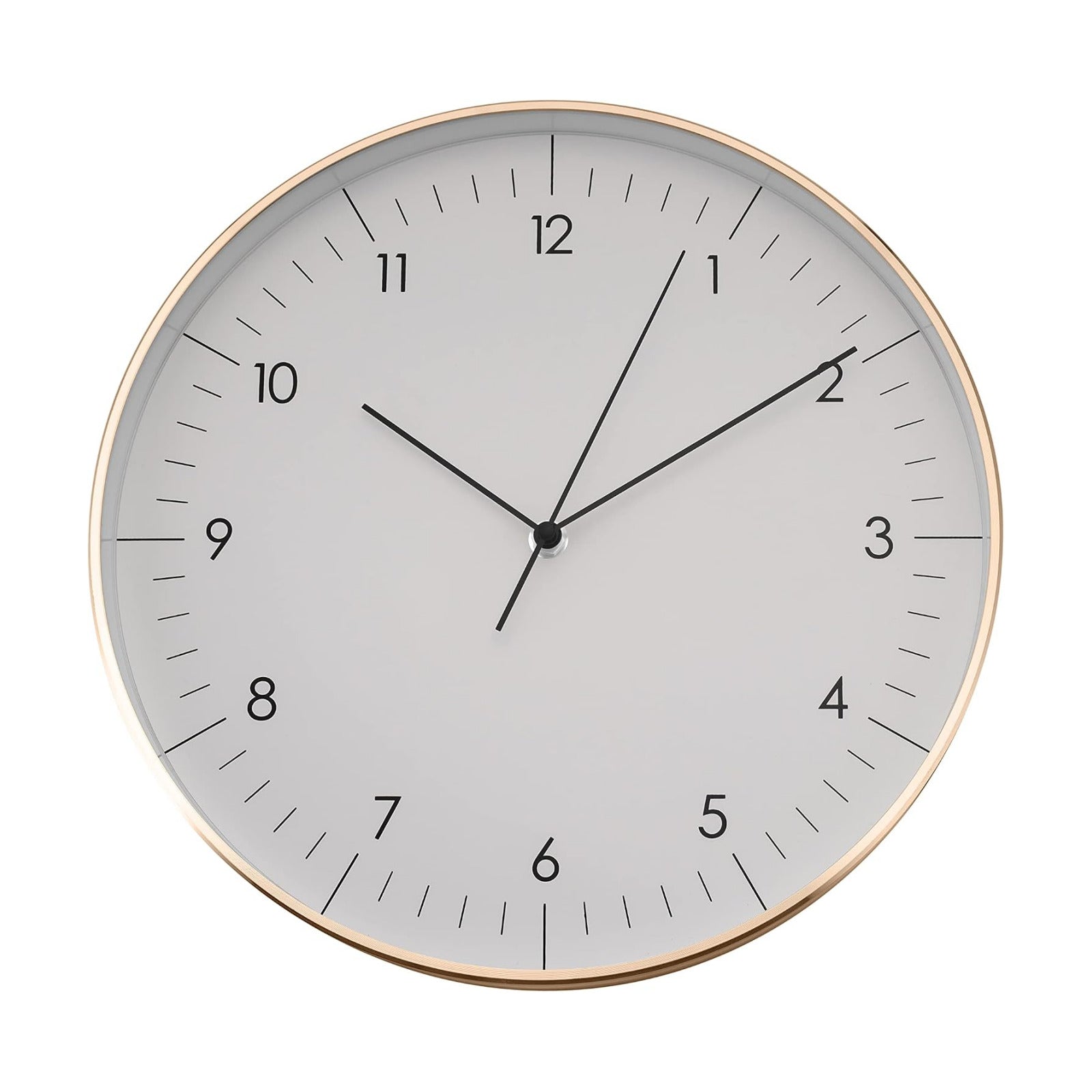 Modern Silent Quartz Wall Clock, 12in, White & Gold | Minimalist & Retro, for Living Room, Bedroom, Kitchen, Foyer
