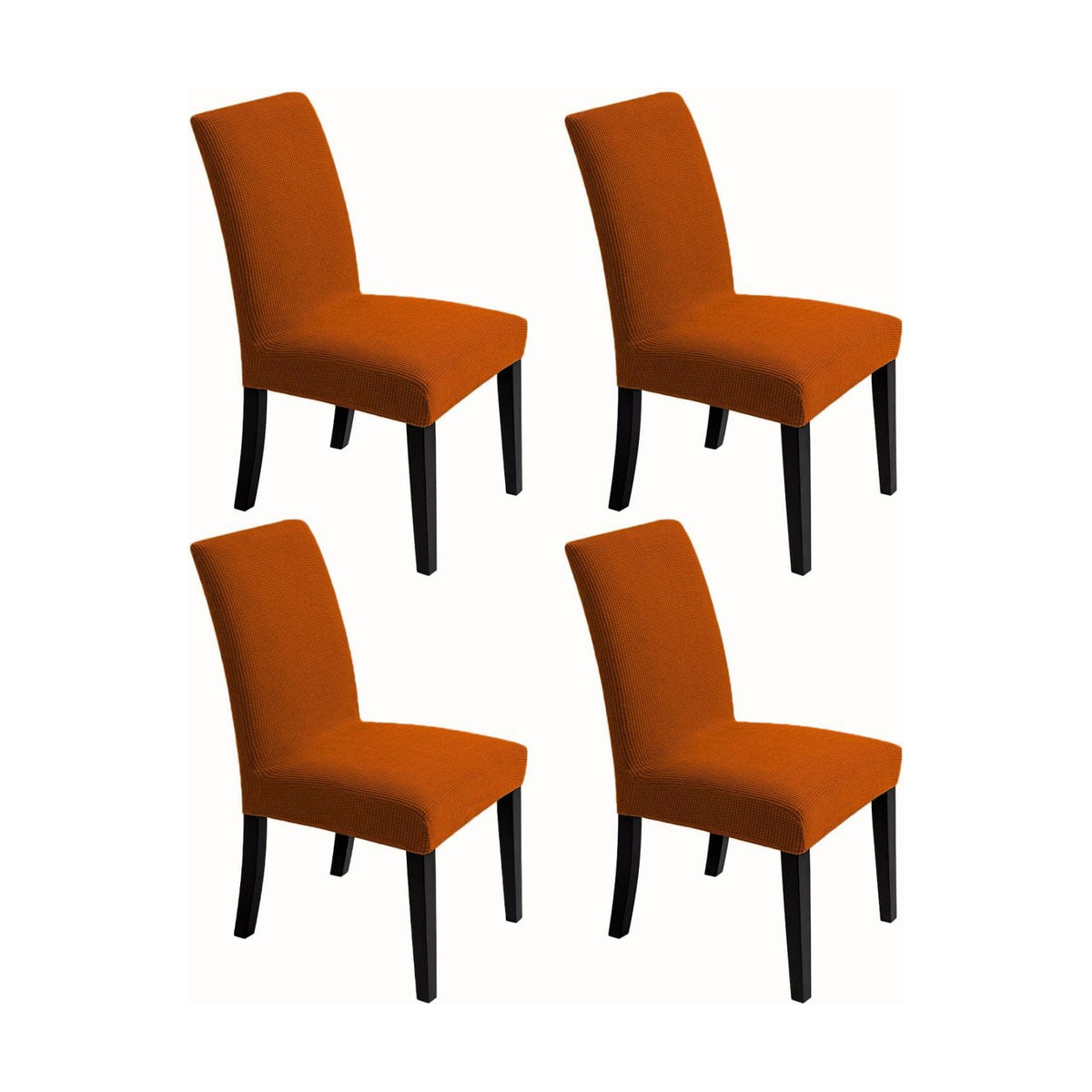 Chair Covers for Dining Room - Stretch Chair Slipcovers for Decorative Seat Protector Armless Removable Washable Elastic Dinner Universal Spandex Solid Chair Slip Covers Set (autumn orange,4)