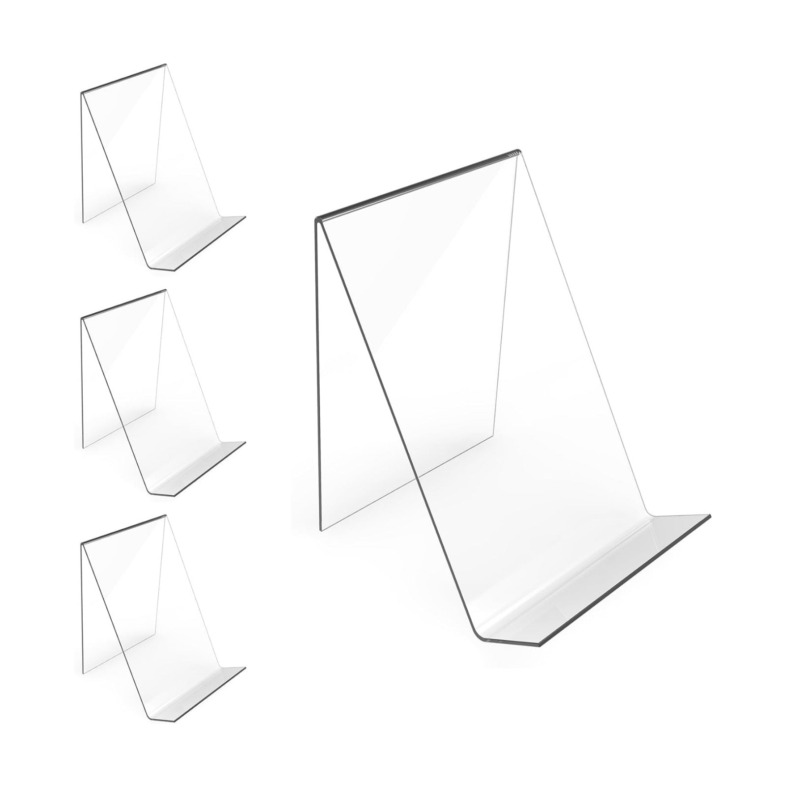 Acrylic Book Stand Without Ledge / Transparent / 4PC / 6 Inch