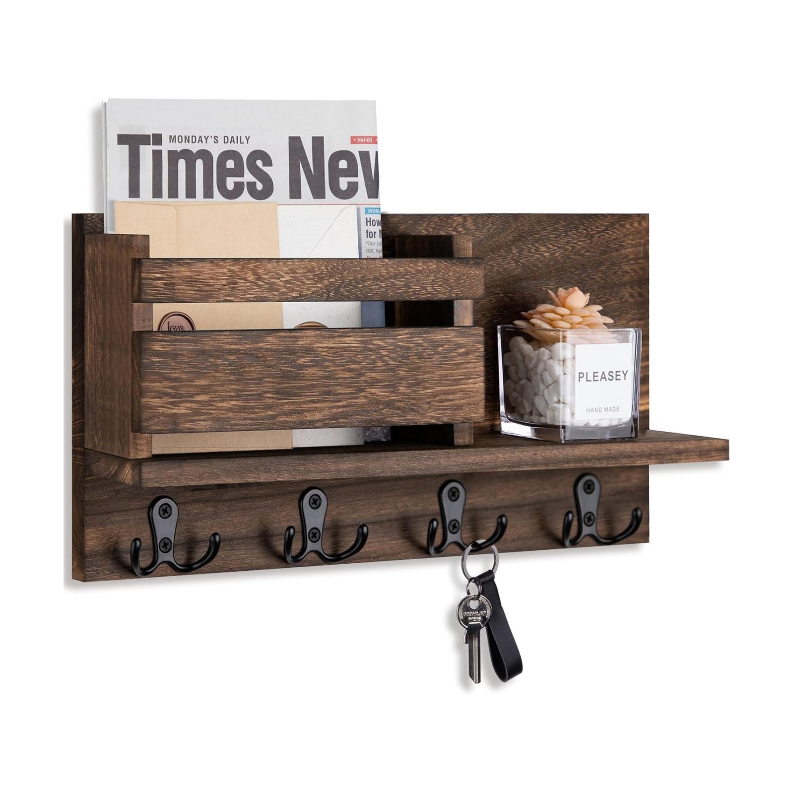 Wooden Letter Sorter Organizer / A - Brown