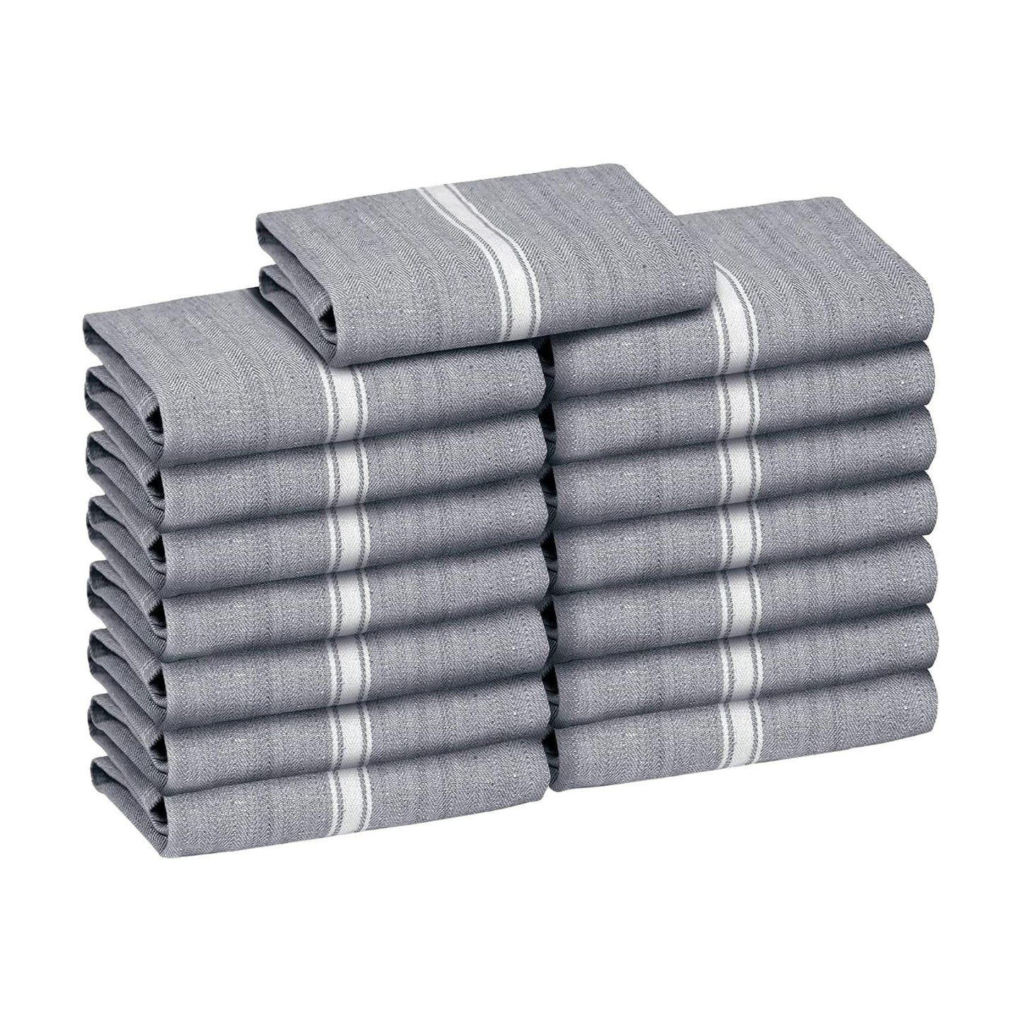 Zeppoli Classic Kitchen Towels - 15 Pack 100% Natural Cotton Towel Set, Reusable Wash Cloths, Absorbent Dish Towels