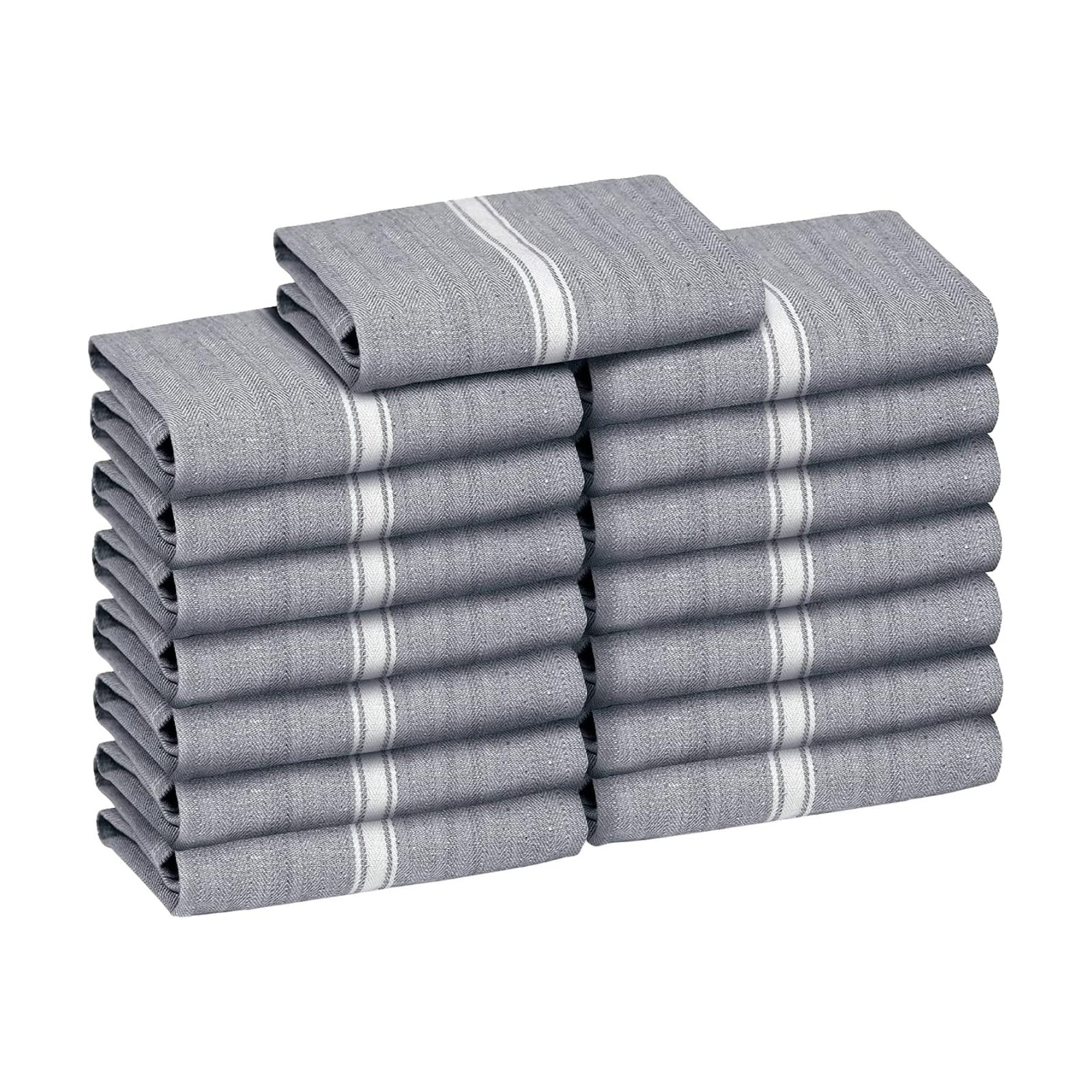 Zeppoli Classic Kitchen Towels - 15 Pack 100% Natural Cotton Towel Set, Reusable Wash Cloths, Absorbent Dish Towels