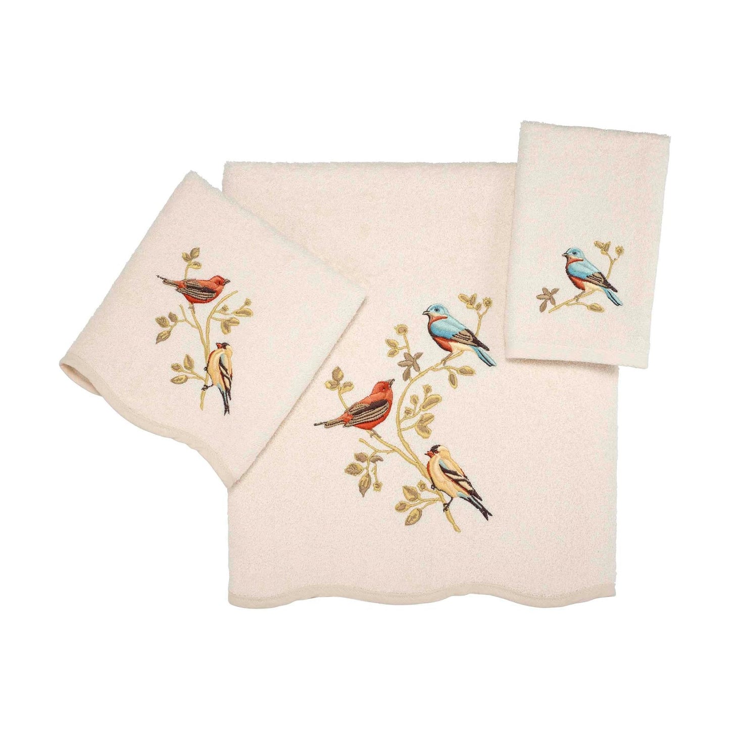 Avanti Linens - 3pc Towel Set, Soft & Absorbent Cotton Towels (Premier Songbirds Collection) | 100% Cotton, 3-Piece