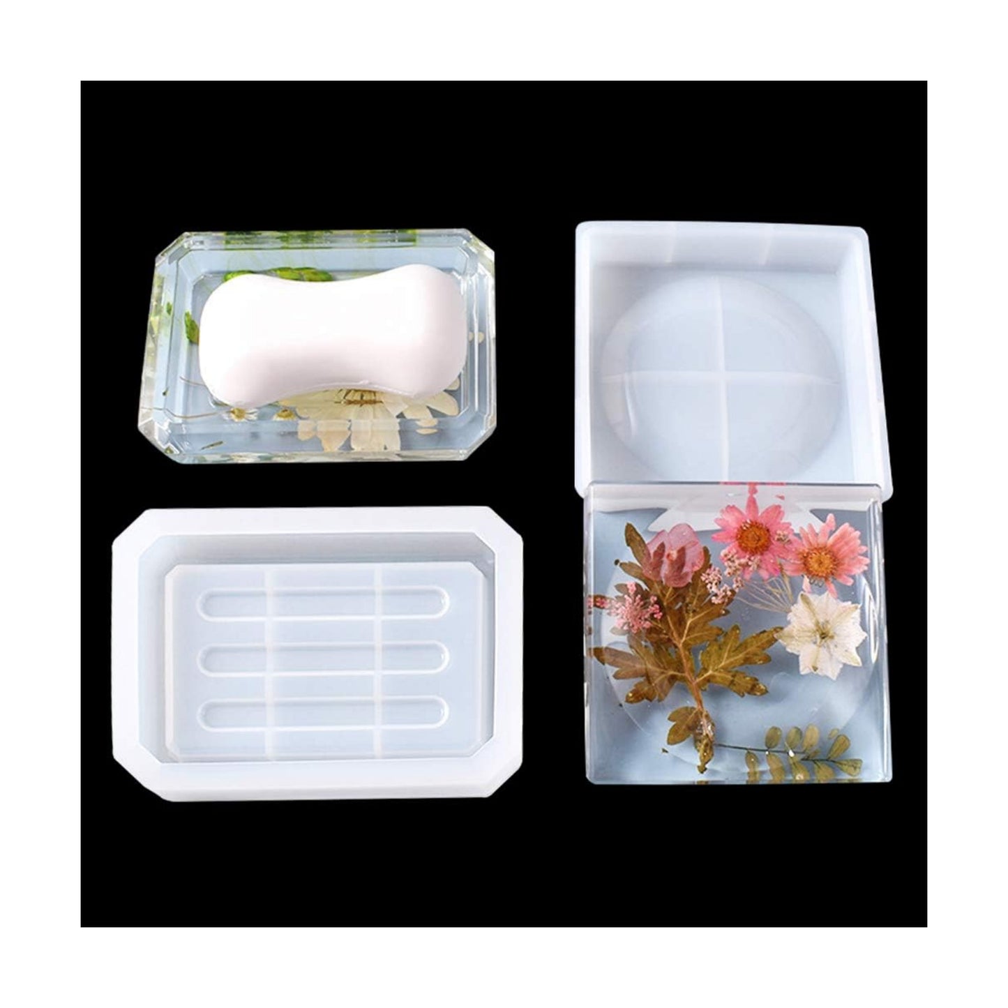 Rectangle Silicone Soap Tray Mold / Soap Dish Molds / Set of 2