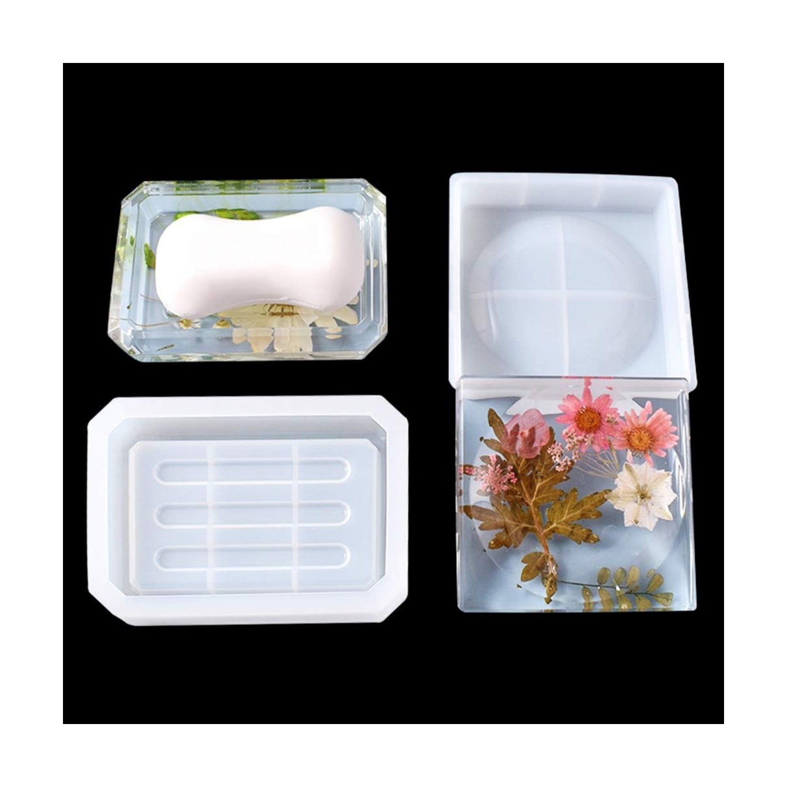 Rectangle Silicone Soap Tray Mold / Soap Dish Molds / Set of 2