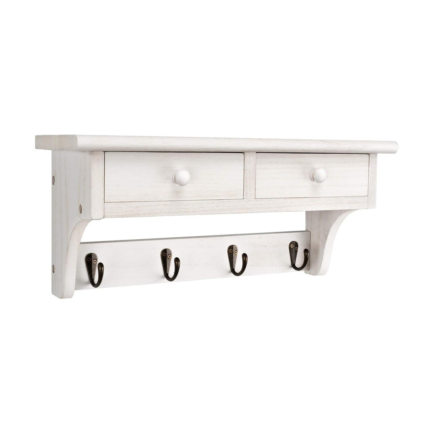 Emfogo Coat Hooks Wall Mounted, Rustic Wood Coat Rack Wall Mount Shelf with Hooks, Farmhouse Wall Coat Rack with Shelf