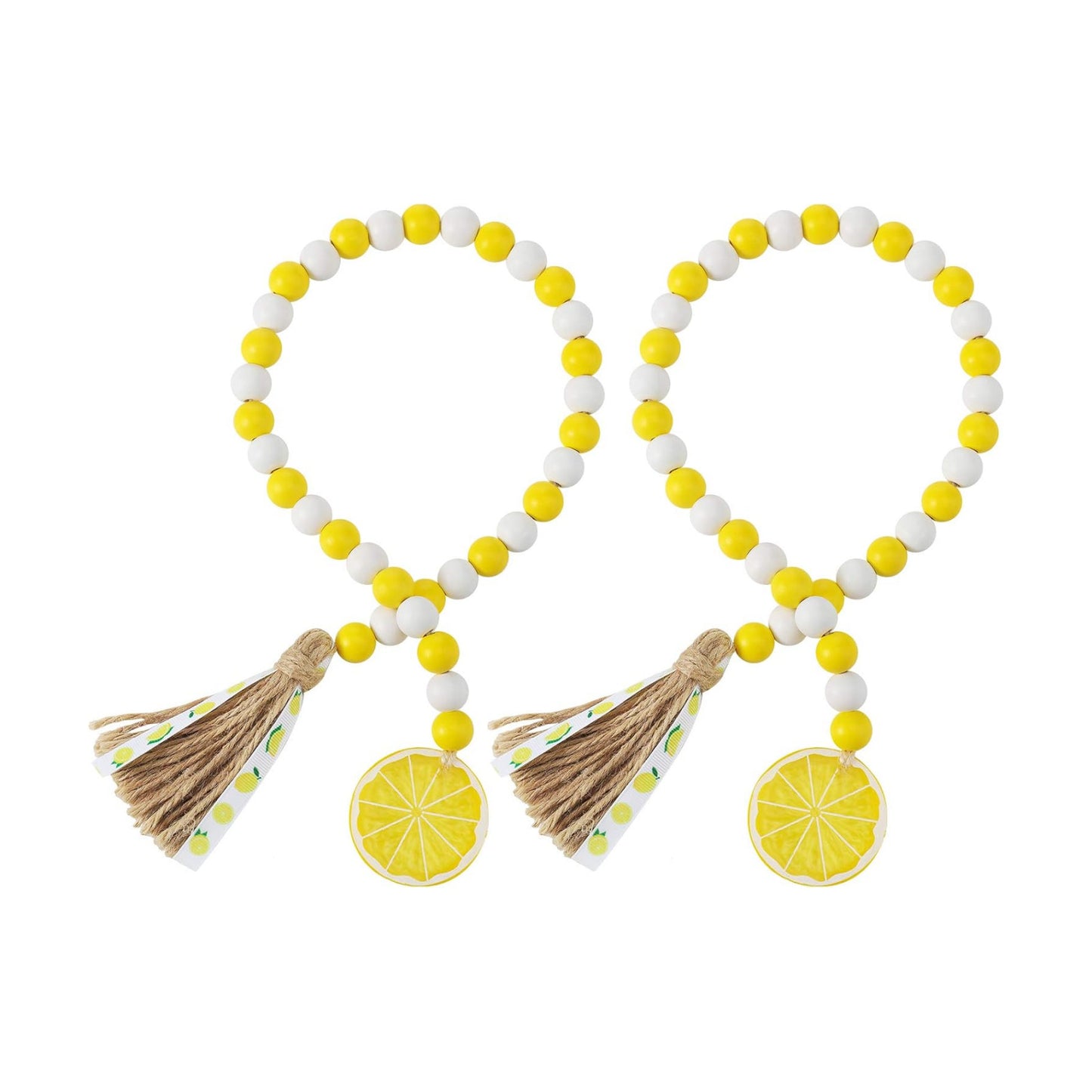 Lemon Wood Bead Garland / Bright Color / Set of 2