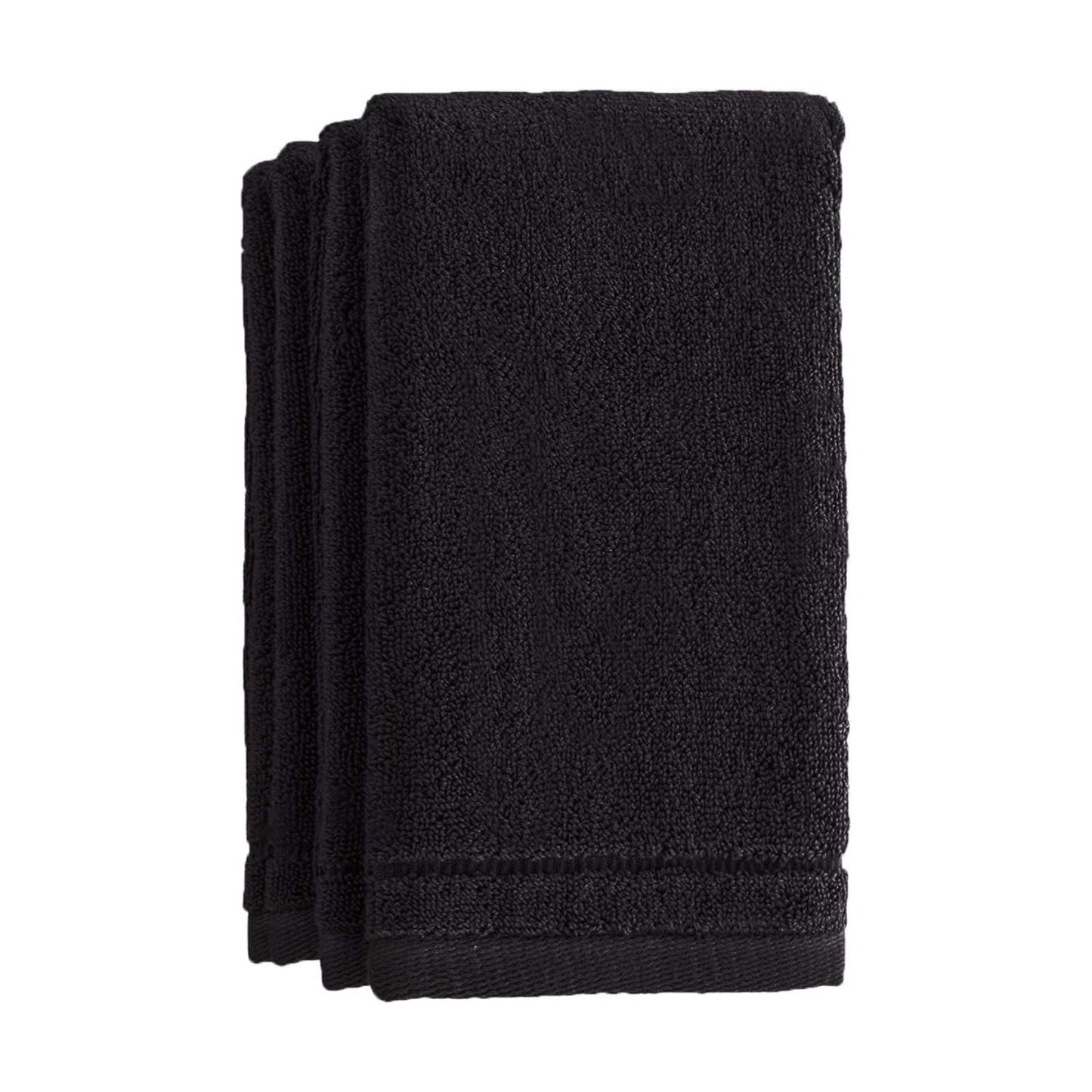 Creative Scents Cotton Fingertip Towels Set Black - 4 Pack - 11 x 18 Inches Decorative Small Extra-Absorbent and Soft