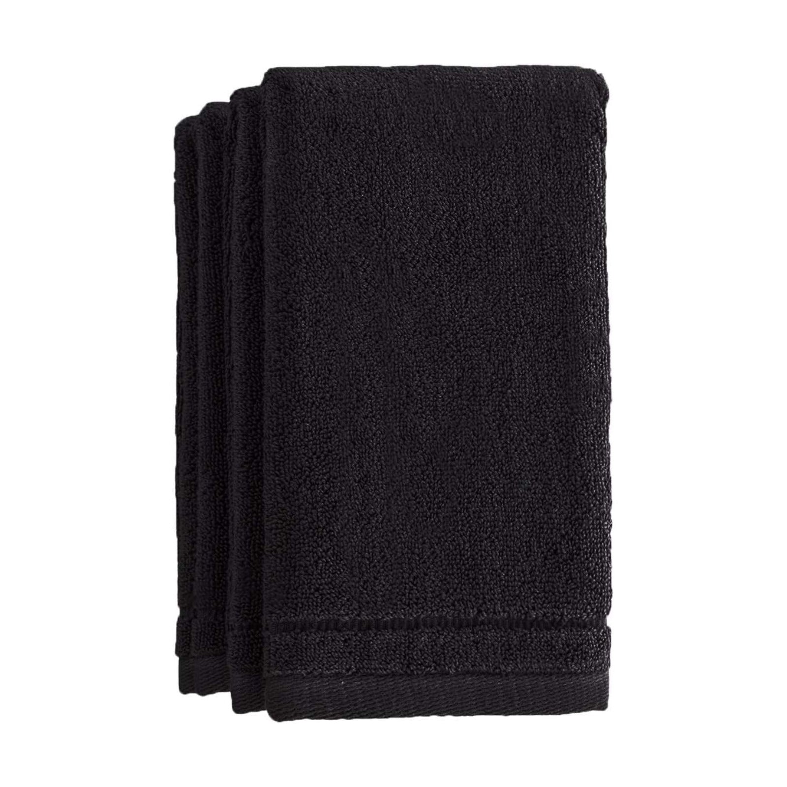 Creative Scents Cotton Fingertip Towels Set Black - 4 Pack - 11 x 18 Inches Decorative Small Extra-Absorbent and Soft