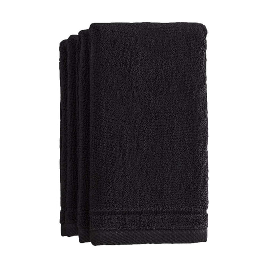 Creative Scents Cotton Fingertip Towels Set Black - 4 Pack - 11 x 18 Inches Decorative Small Extra-Absorbent and Soft