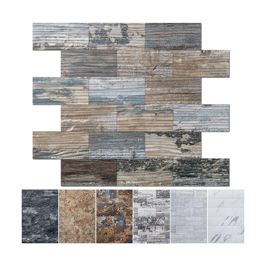 Stickon Tile / 10-Sheet Peel and Stick Backsplash PVC Wall Tile / Spruce-gray / 11.3 x 13.5