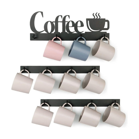 HULISEN Coffee Mug Wall Rack, Coffee Cup Holder Wall Mounted with 12 Hooks | Metal Coffee Sign, Space-Saving Cup