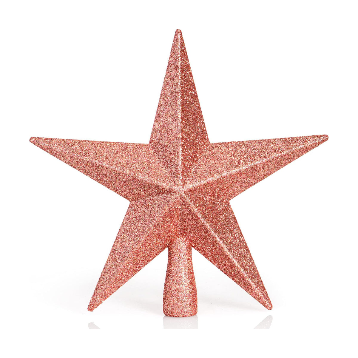 Glitter Star Christmas Tree Topper 8" Rose Gold Xmas Holiday Decor Ornament