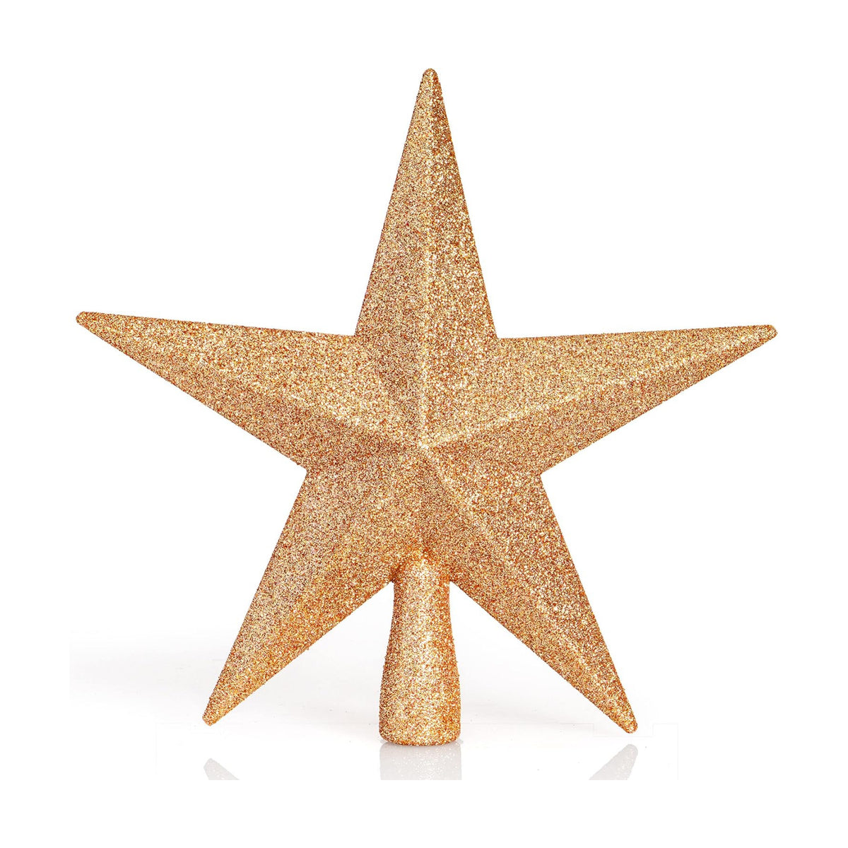 Glitter Star Christmas Tree Topper 8" Champagne Xmas Holiday Decor Ornament