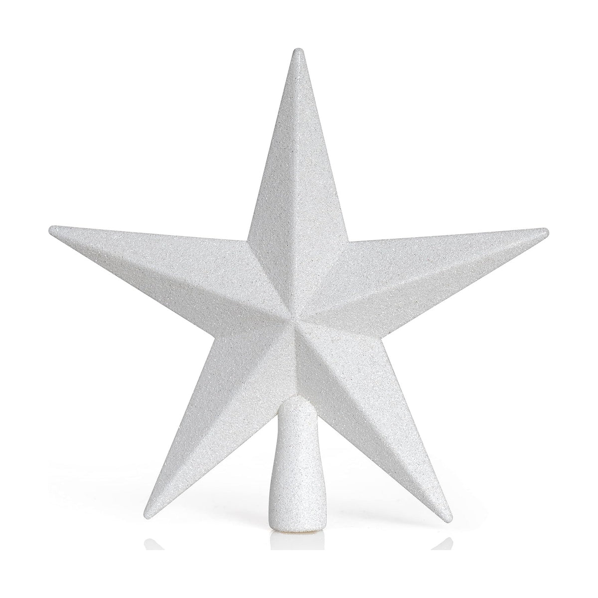 Glitter Star Christmas Tree Topper - 8" White Xmas Holiday Decor Ornament