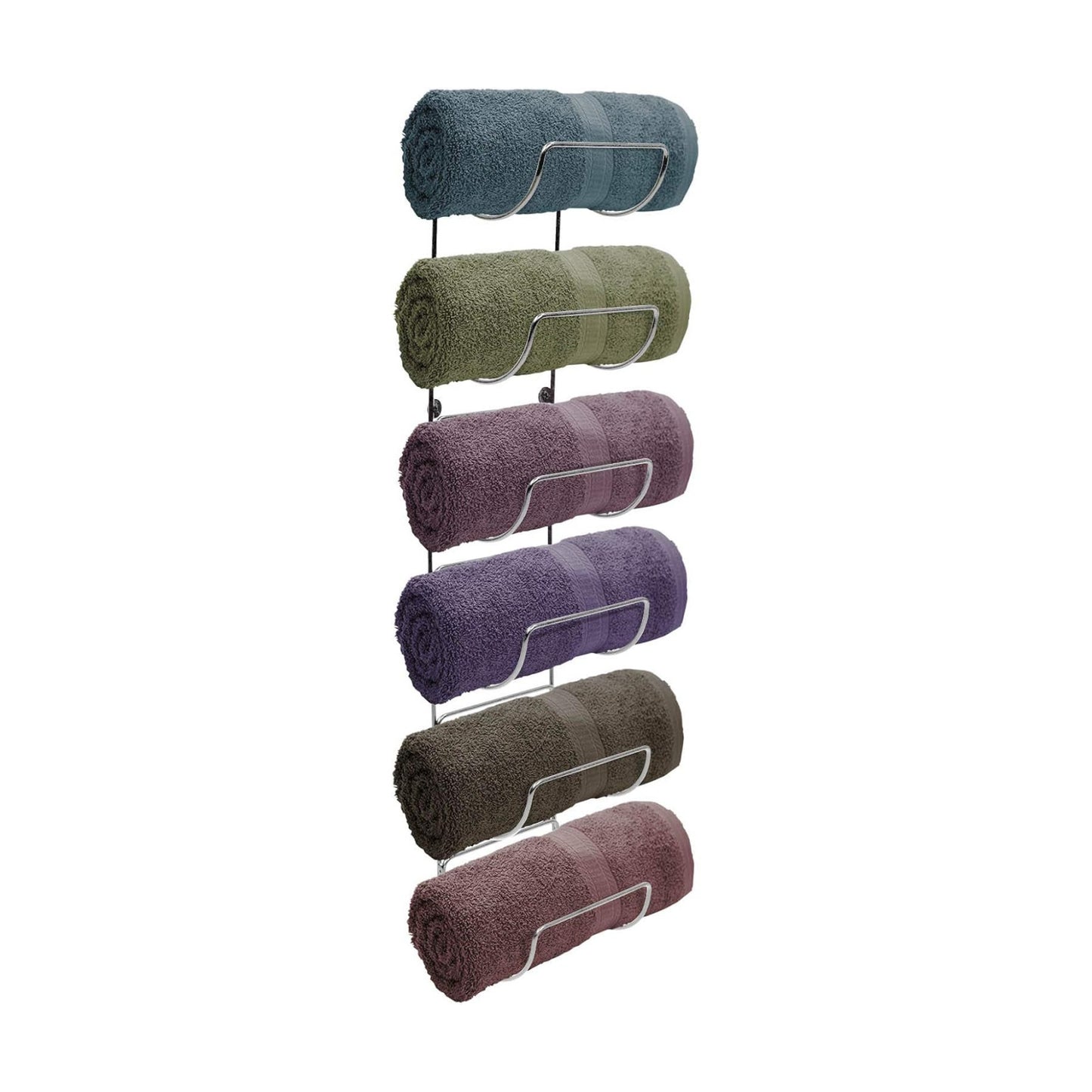 Sorbus Towel Rack, 6-Compartment Wall-Mount, Wall-Mounted (Silver) | Powder-coated metal holder with six compartments