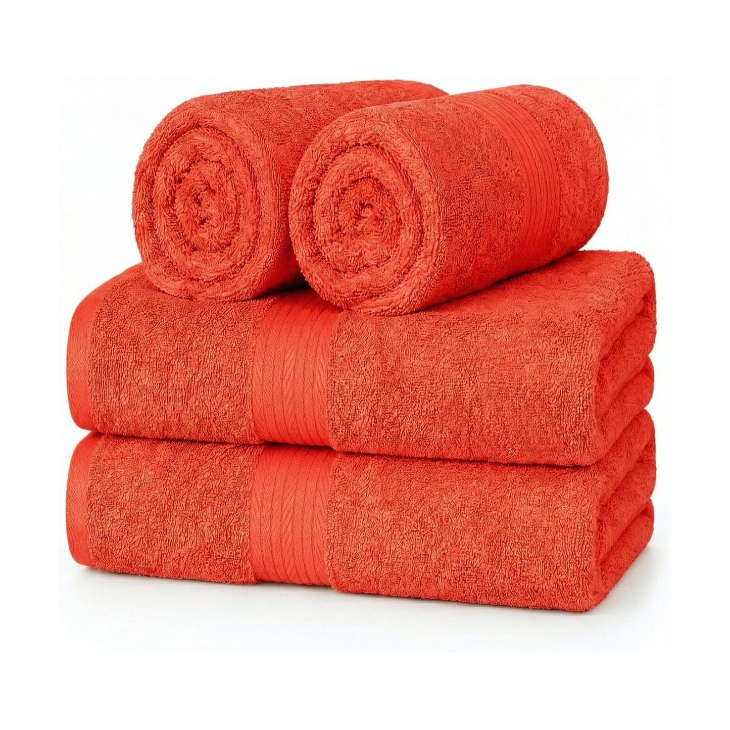 100% Cotton Hand Towels 18x28 Inches, 600 GSM, Soft & Absorbent, Set of 4, Orange