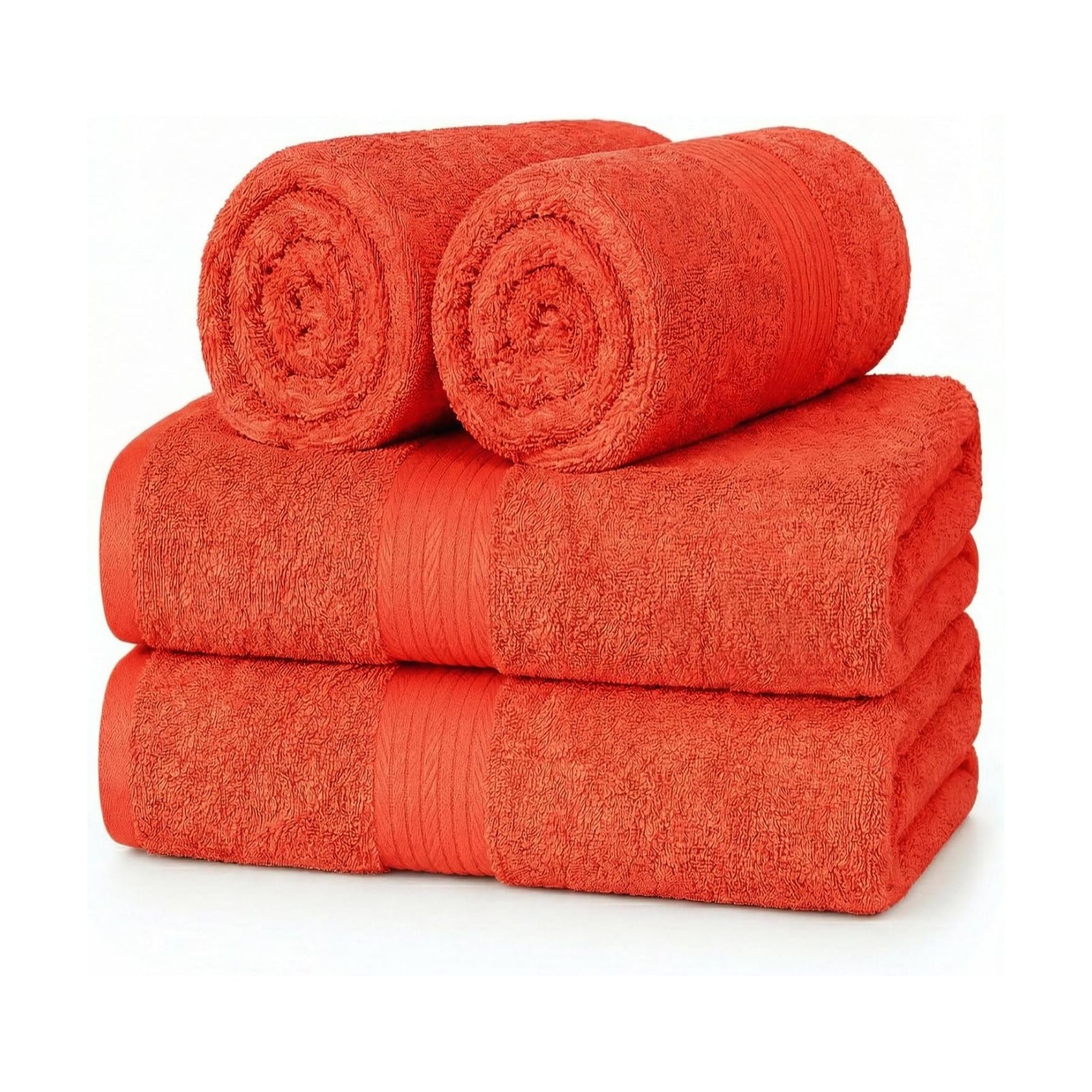 100% Cotton Hand Towels 18x28 Inches, 600 GSM, Soft & Absorbent, Set of 4, Orange