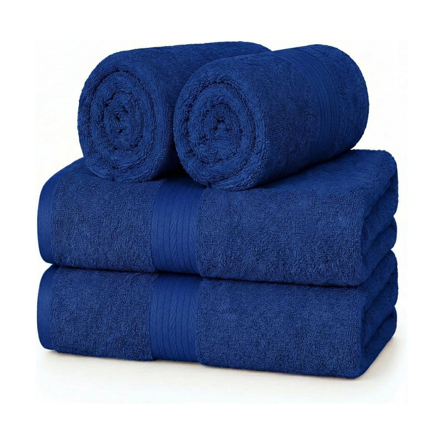 100% Cotton Hand Towels 18x28 Inches, 600 GSM, Soft & Absorbent, Set of 4, Navy