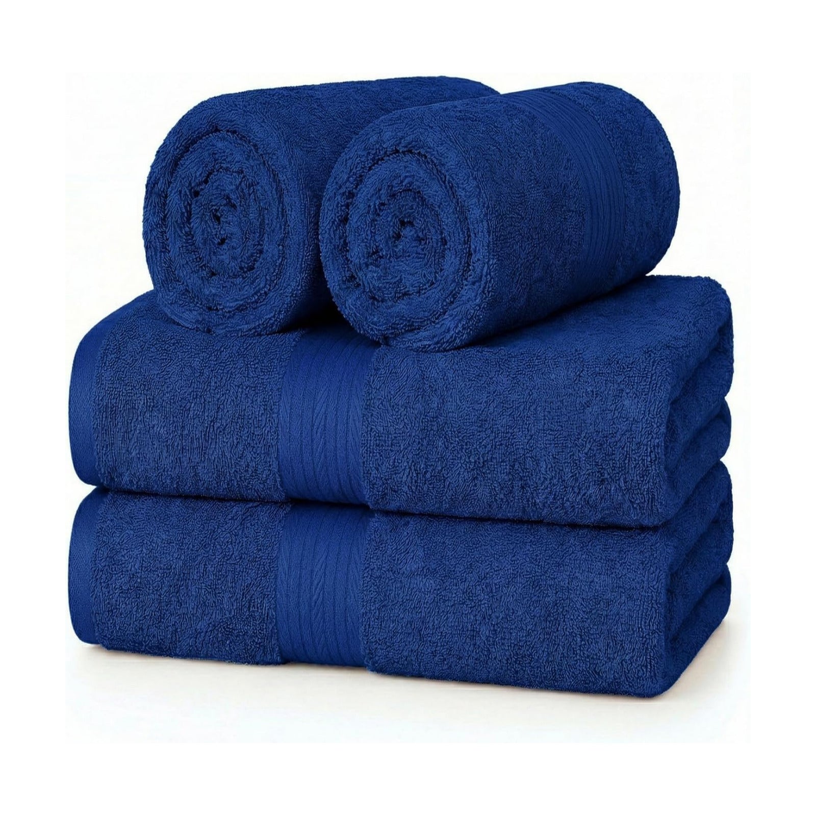100% Cotton Hand Towels 18x28 Inches, 600 GSM, Soft & Absorbent, Set of 4, Navy