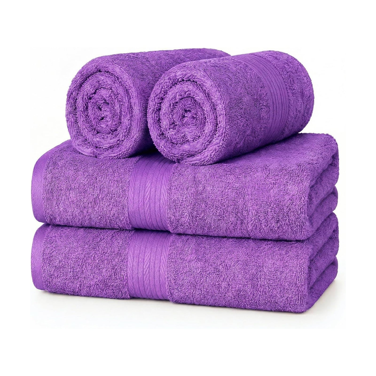100% Cotton Hand Towels 18x28 Inches, 600 GSM, Soft & Absorbent, Set of 4, Purple