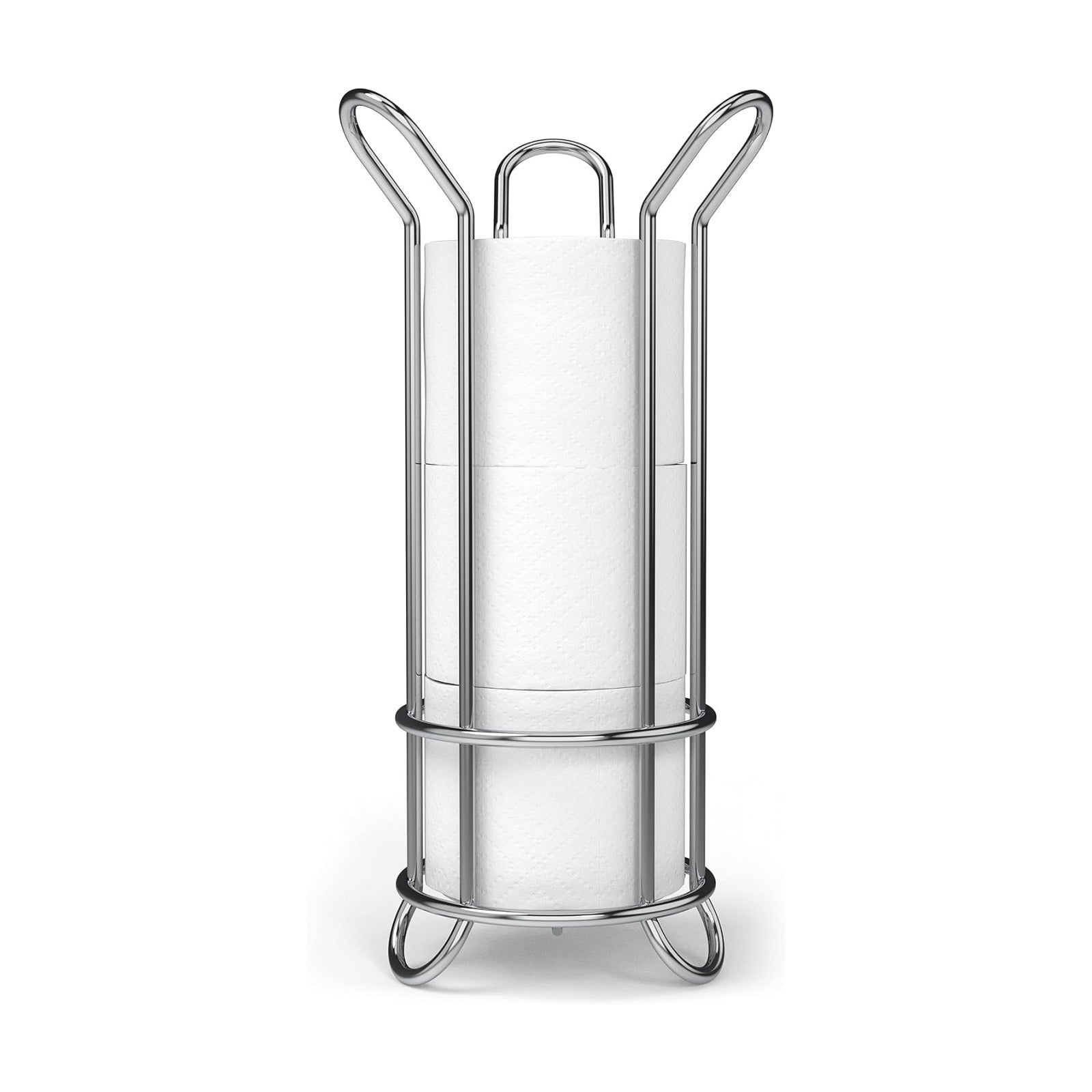 BROOKSTONE Toilet Paper Holder Stand Reserve - Free Standing Toilet Paper Stand with Storage that Holds Mega Rolls