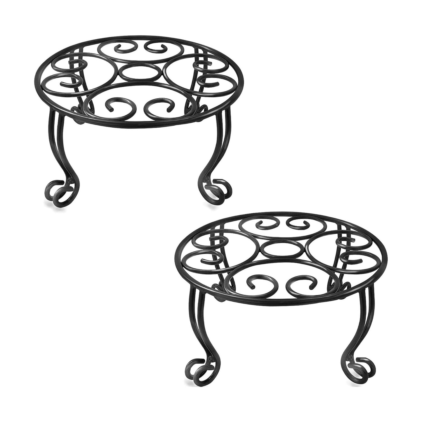 Metal Outdoor Plant Stand 11.8IN Diameter Heavy Duty Plant Pot Stands for Indoor Round Flower Pot Support Rack Set of