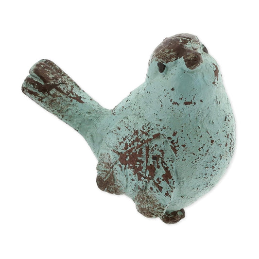 Faux Rusted Bird Figurine- Small Bird / Blue