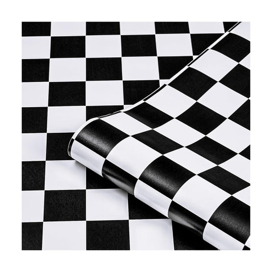 17.7''x197'' and White Peel and Stick Wallpaper Self Adhesive Removable Contact / 17.7 x 197 / Black