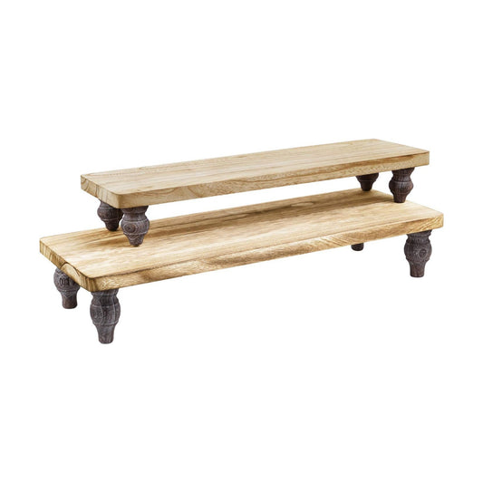 Countertop Dessert Serving Stand / Oak / Set of 2