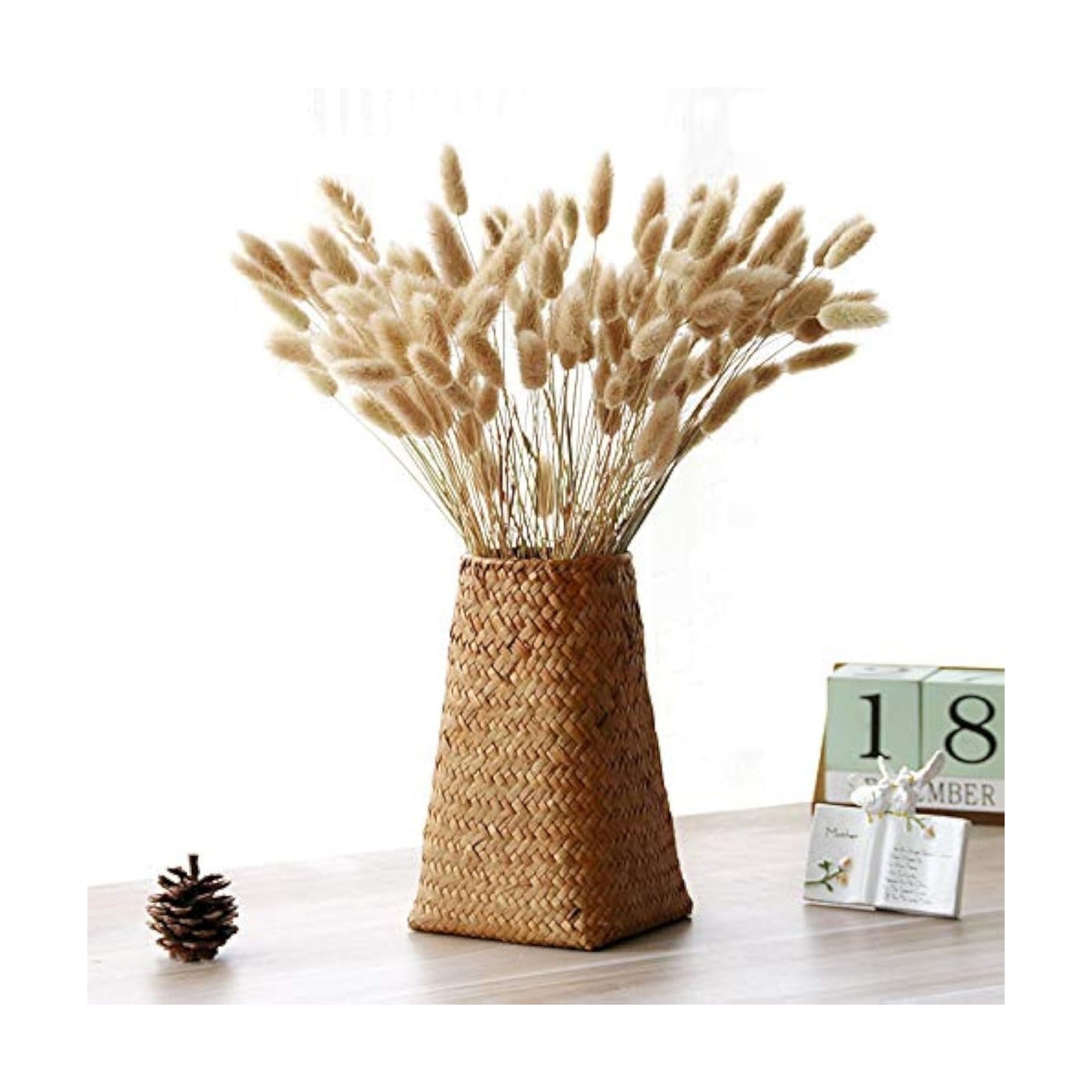 Seaweed Weave Basket Pastoral Rattan Vase Bamboo Weaving Room Flower Arranger / B / Natural