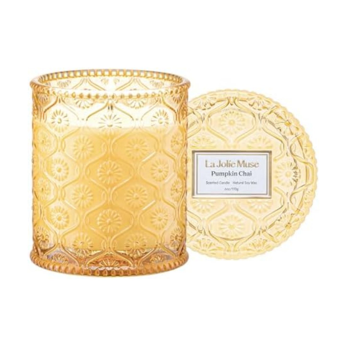 LA JOLIE MUSE Pumpkin Chai Scented Candles for Home,Natural Soy Wax 40Hrs