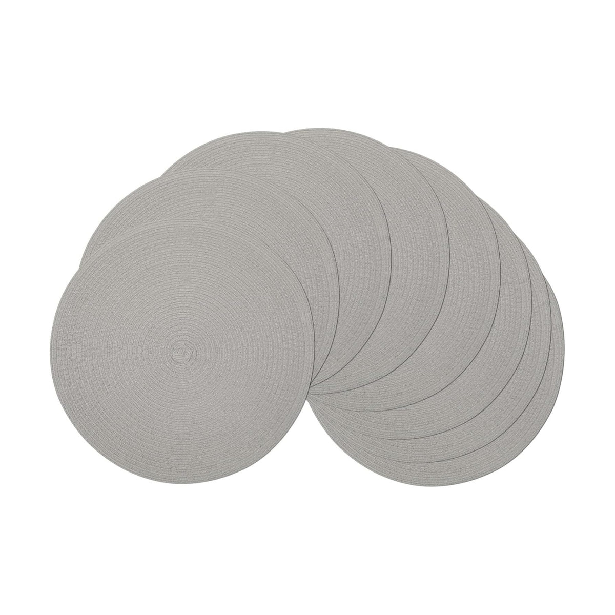 SHACOS Round Braided Placemats Set of 8 Washable Fabric Heat Resistant 15 inch Grey Round Table Mats for Dining Tables (Gray, 8)