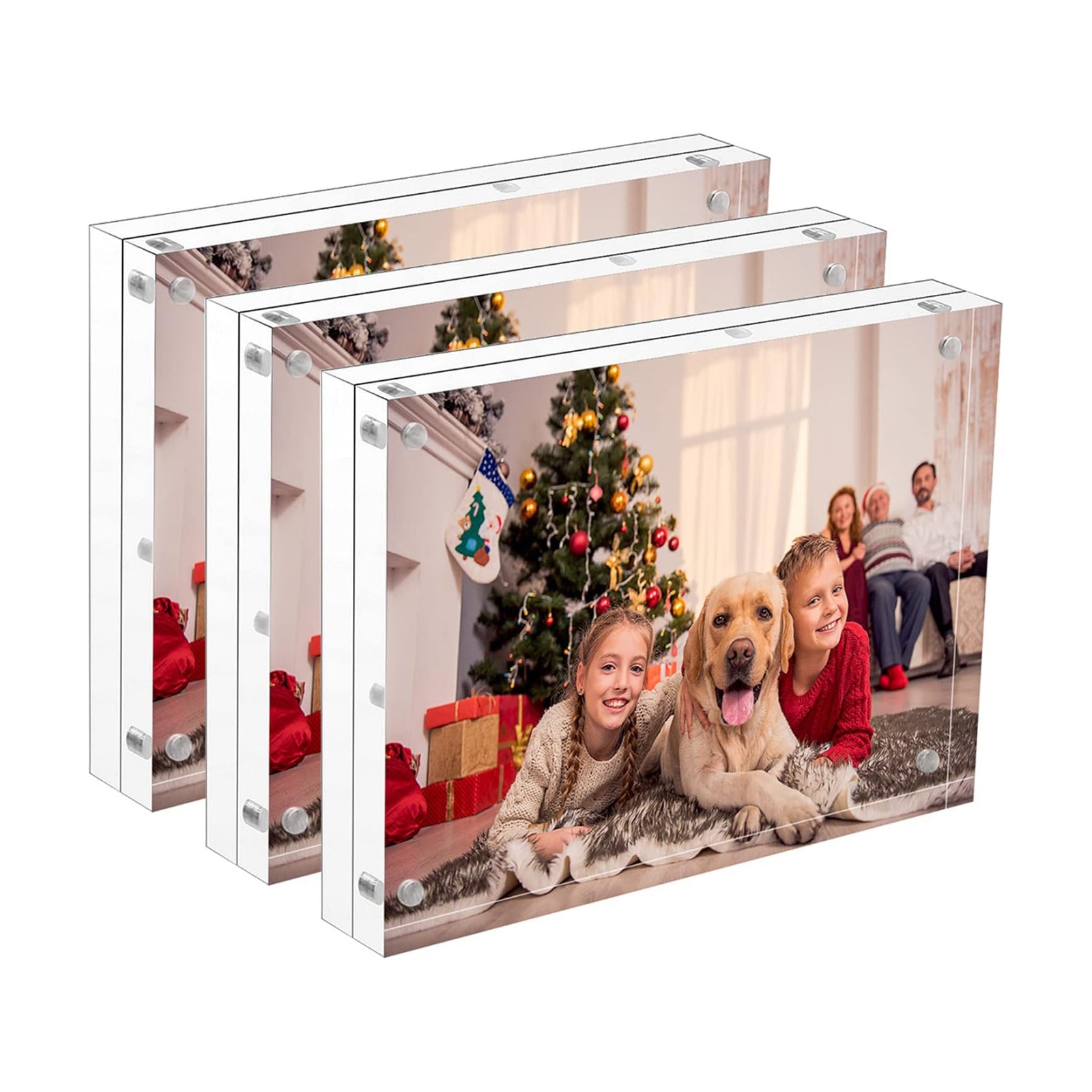 NIUBEE 5x7 Acrylic Picture Frame 3 Packs, Photo Frame 20% Thicker Block | Shatterproof &Safe, 95% High Transparency, UV