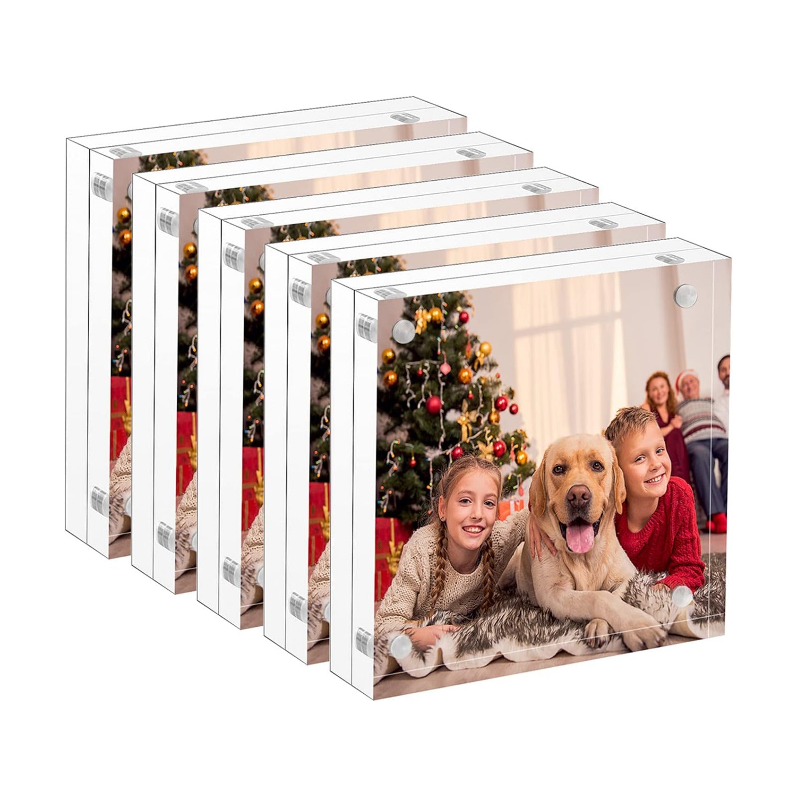NIUBEE 4x4 Acrylic Frames 5 Pack, Double Sided Clear Picture Display