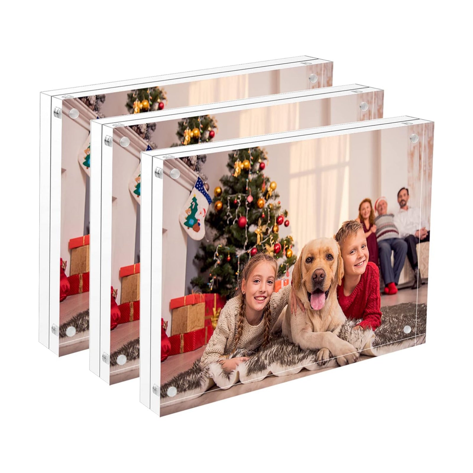 NIUBEE 4x6 Acrylic Frame 3 Packs,Acrylic Picture Frame 20mm Thicker Block | Shatterproof &Safe, 95% High Transparency