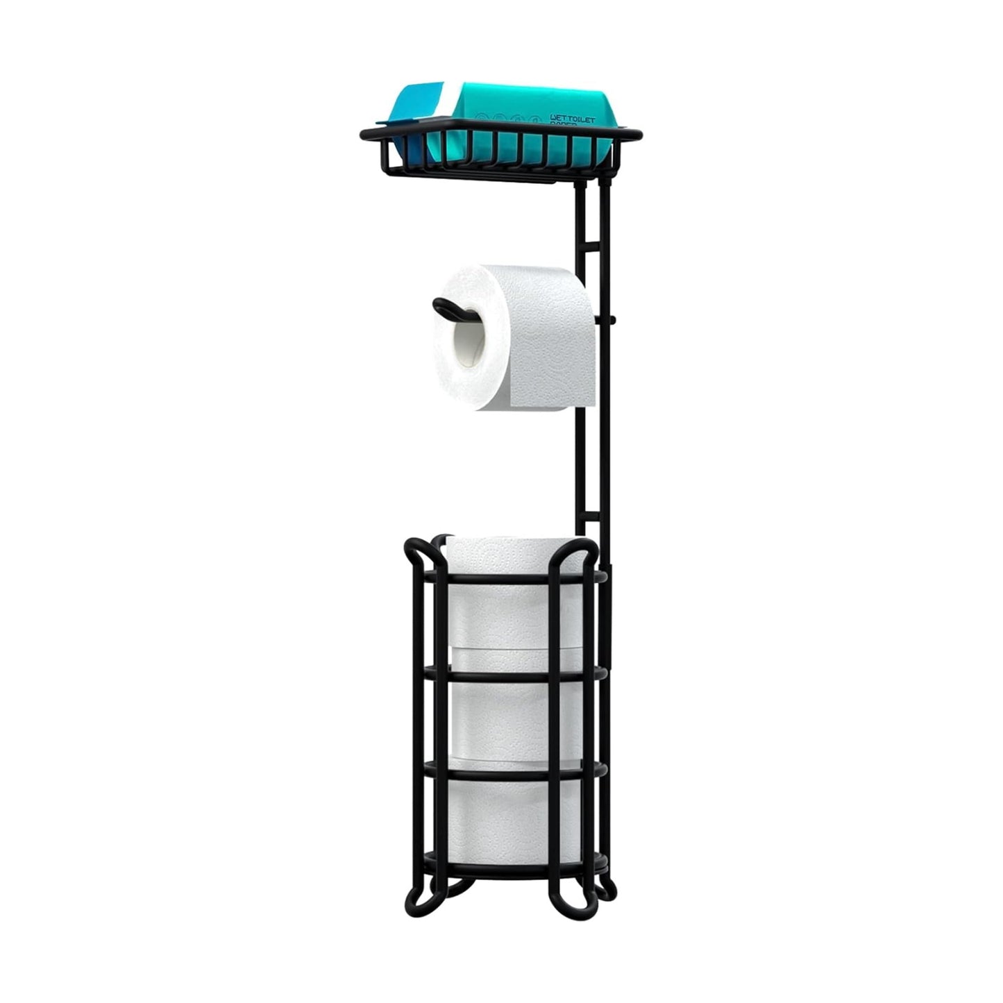 TreeLen Toilet Paper Holder Stand Tissue Paper Roll Dispenser with Shelf for Bathroom Storage Holds Reserve Mega